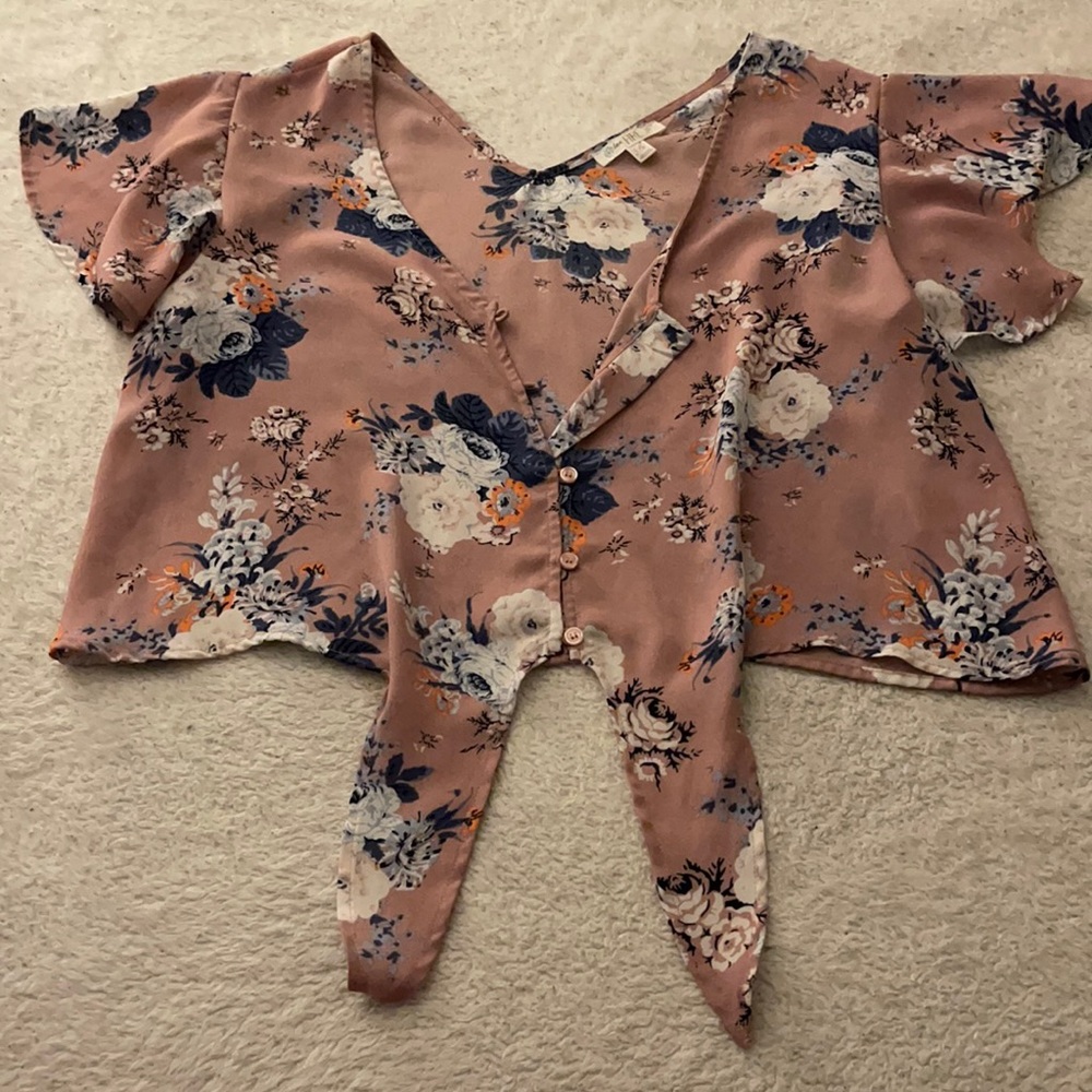 Love Fire pink cropped blouse -L-